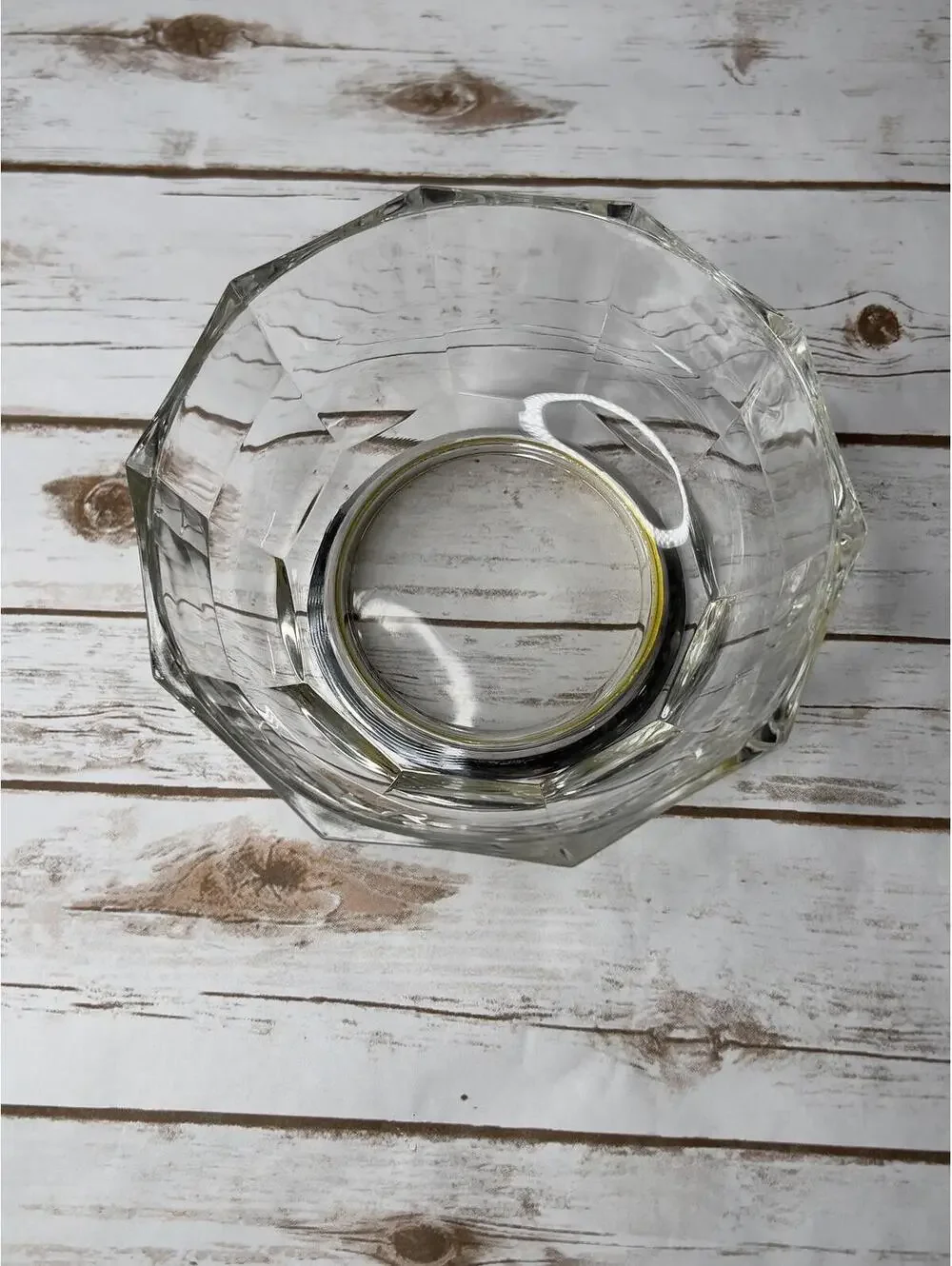 Vintage Mid‎ Century Modern Crystal Serving Bowl With Silver Plated Base